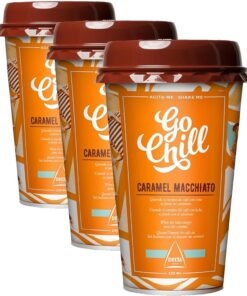 Go Chill - Bebida de Café Lista para Beber - Sabor Caramelo Machiatto - Lista para Llevar - Elaborada a Base de Café y Leche - 230 ml (Paquete de 3)
