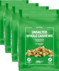 by Amazon Anacardos Enteros Sin Sal - 200g (Paquete de 4)