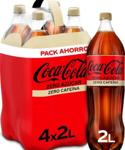 Coca-Cola Zero Sin Cafeína Refresco de Cola Pack 4 x 2 L | Bebida de cola sin azúcar, sin cafeína, bajo en calorías, excelente para casa, fiestas y reuniones
