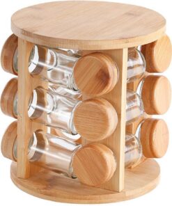 Soporte de especias giratorio, almacenamiento de condimentos de madera | para encimera - Almacenamiento de tarros de sal y pimienta | Para tarros de sal y pimienta, cocineros, principiantes, entusia