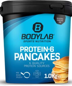 Bodylab24 Protein Pancake Mix Protein-6 Pancakes Plátano y chocolate 1kg, polvo para panqueques con casi 60% de proteína, polvo de proteína multicomponente