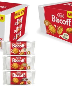 Lotus Biscoff | Paquete Variado Galleta Sándwich | 3 Sabores: Crema de Vainilla, Crema Lotus Biscoff y Crema de Chocolate | 5 Galletas Sándwich por Paquete | Sin Colorantes | 16 x 50g | 800g