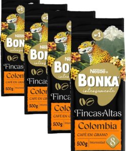Bonka Café Grano Colombia 500g, intensidad 8 (Paquete de 4)