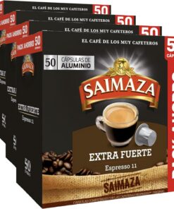 Saimaza Café Cápsulas Extra Fuerte, 50 Cápsulas Compatibles Nespresso (Paquete de 4)