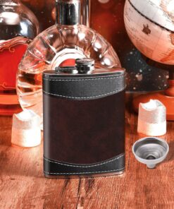 Petaca para botella de cuero de licor, petaca a prueba de fugas de 8 onzas con embudo, petaca perfecta que cabe muy bien en bolsillos de chaqueta y pantalones, regalo de cumpleaños para mujeres y