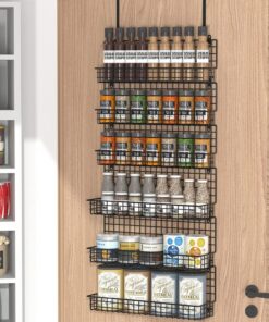 JKsmart Organizador de especias de 6 niveles con gancho para puerta, montado en la pared y sobre la puerta, estantes de especias para armario de puerta de despensa de cocina, dos tamaños, gran
