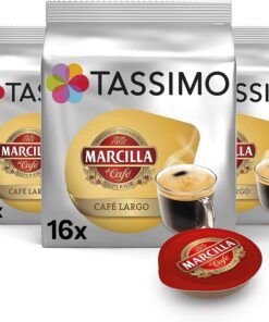 Tassimo Cápsulas de Café Marcilla Largo| 80 Cápsulas Compatibles con Cafetera Tassimo - 5PACK - Amazon Exclusive | 5 Packs de 16 Cápsulas compatibles con Cafetera Tassimo