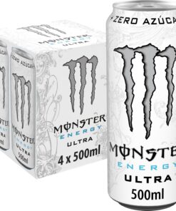 Monster Energy Ultra White, Bebida energética sin Azúcar - Pack 4 Latas 500 ml
