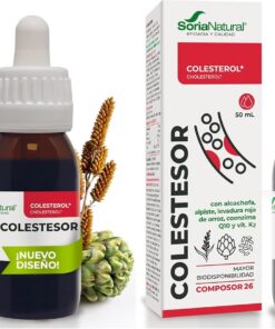 Soria Natural Composor 26 Colestén Complex – Con Extractos de Alpiste, Alcachofera y Levadura Roja de Arroz – Ayuda a Normalizar los Niveles de Colesterol – Salud cardiovascular - 50ml (Paquete de 2)