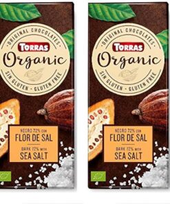 Torras Orgánico Chocolate Negro 70% Cacao Flor Sal, 100g BIO (Paquete de 2)