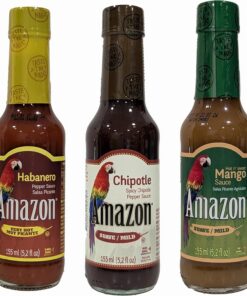 OsoRetail pack 3 de salsas picanetes de Amazon Pepper | Salsa Chipotle, Salsa Mango y Salsa Habanero | 3x155ml