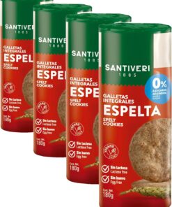 Santiveri - Galletas Integrales de espelta 0% azúcares - 175g (Paquete de 4)