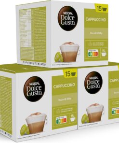 NESCAFÉ Dolce Gusto Cappuccino - Cápsulas de Café, 90 Cápsulas (3 x 30) - 45 taza de café - Clásico Italiano - Originales para cafeteras Dolce Gusto