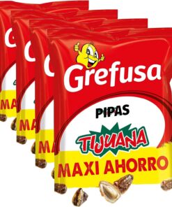 Grefusa | Pipas Tijuana MAXI semillas de girasol - pack de 240gr (Paquete de 4)