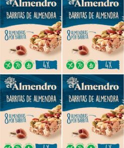 El Almendro, Barritas de Almendra a la Sal, Barritas Energeticas, Fruta Seca, 4 Porciones de 25 Gramos, 84 Gramos (Paquete de 4)