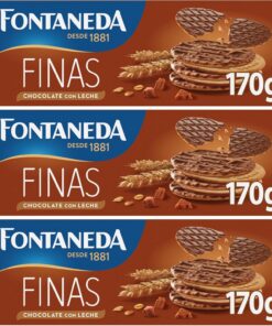 Fontaneda Digestive Finas Chocolate Leche, Galleta, 170 Gramo (Paquete de 3)