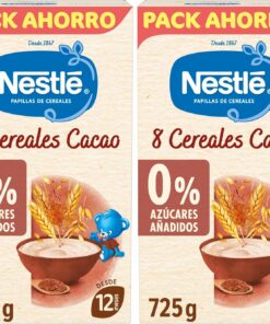 Nestlé Papilla 8 Cereales con Cacao, sin azúcares añadidos, a partir de los 12 meses, 725 g (Paquete de 2)