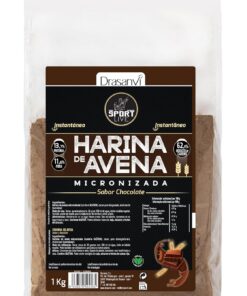 Drasanvi HARINA AVENA SABOR CHOCOLATE 1Kg SPORT LIVE | Fuente Natural de Proteinas y Vitaminas del Grupo B y E, Alto Contenido en Fibra, Ideal para el Desayuno, Sport Live