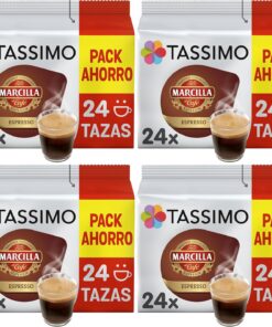 Tassimo Cápsulas de Café Marcilla Espresso | 24 Cápsulas Compatibles con Cafetera Tassimo (Paquete de 4)