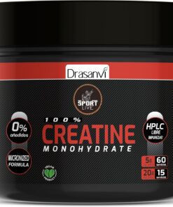 CREATINA MONOHIDRATO 80MESH 300G SPORT LIVE DRASANVI | Creatina Monohidrato Micronizada 80 Mesh Sin Sabor, 3g por Dosis, Vegana y Sin Azúcar, Sport Live de Drasanvi