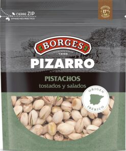 Borges - Pistachos Tostados y Salados Borges Fincas Pizarro - Alto contenido en vitamina B6 y E. Ricos en Magnesio, Hierro y Calcio - Frutos Secos Sin Gluten - Paquete de 780 gramos.