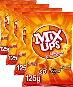 Lay's Mixups favoritos, Snack con mezcla de Lay's 3D, patatas Ruffles, nachos Doritos y Cheetos stick con sabor a queso, Producto de Aperitivo,bolsa individual, 125 gramos (Paquete de 4)