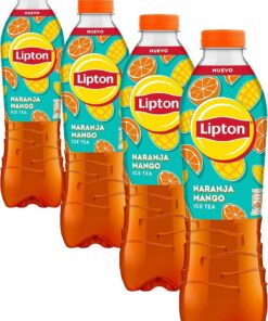 ipton Ice Tea Naranja Mango Botella 1 L – Bebida Refrescante de Té Negro con Zumos de Fruta – Sin Gas (Paquete de 4)