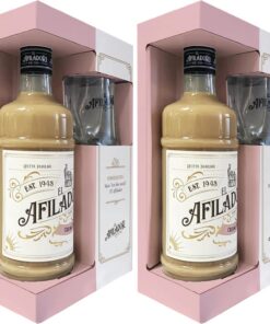 El Afilador - Crema de Licor con Orujo - Botella 700 ml + Vaso de Regalo - Textura cremosa y suave - 16% vol - Ideal para Regalo (Paquete de 2)