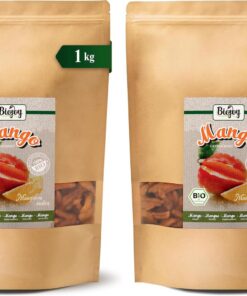 Biojoy Mango deshidratado Ecológico (1 kg), variedad Brooks, sin sulfitos añadidos (Paquete de 2)