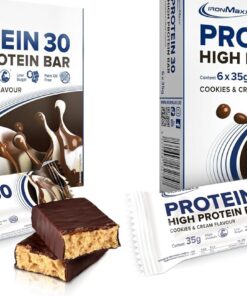 IronMaxx Protein 30 Cookies & Cream 6 x 35 g | Barritas Proteicas | Alto Contenido en Proteínas | Bajo en Azúcar | Sin Aceite de Palma (Paquete de 2)