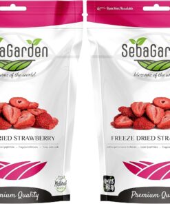 Seba Garden Fresas liofilizadas de primera calidad, sabrosas fresas europeas sin OMG y veganas (100 g) (Paquete de 2)