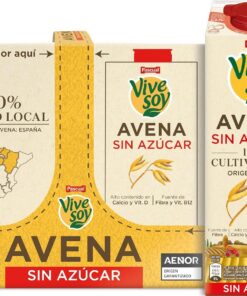 Vivesoy - Bebida Vegetal de Avena Sin Azúcar 100% Cultivo Local - Pack 6 x 1L