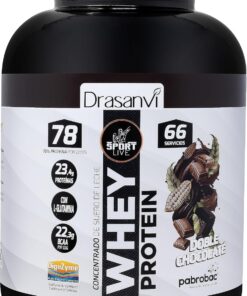 SPORT LIVE Concentrado de proteinas de suero de leche | Whey Protein en polvo con L-Glutamina y L-Leucina | Ayuda a aumentar tu masa muscular | Mejora tus batidos |Doble Chocolate | 2 KG