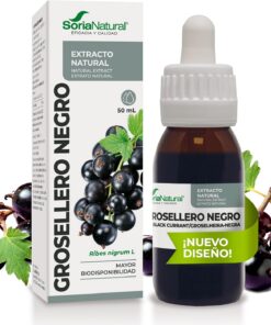 Grosellero Negro Extracto - Apoyo al bienestar estacional y confort diario - Ribes nigrum hoja con ciclodextrinas Extracto liofilizado sin alcohol - 50 ml dosificador vidrio - Soria Natural