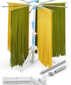 Estante de secado de pasta, grande, de acero inoxidable 304, plegable, con asa, para pasta fresca casera, fideos, espaguetis, diseño para un fácil almacenamiento