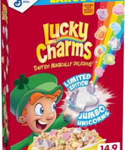 General Mills Lucky Charms Cereales - 422 Gr | Formas clásicas de malvavisco, tamaño grande, 19 g, grano entero, buena fuente de calcio, 12 vitaminas y minerales