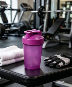 Vaso mezclador de proteínas portátil, material de polipropileno duradero, ideal para entusiastas del gimnasio y el fitness al aire libre, taza agitadora, batido, morado
