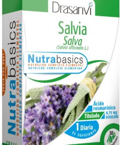 Salvia Drasanvi Nutrabasics Menopausia con Principios Activos 30 Capsulas | Alternativa a la Infusion de Salvia Tradicional, con una Dosis Diaria Constante y sin Necesidad de Prepararla en Casa