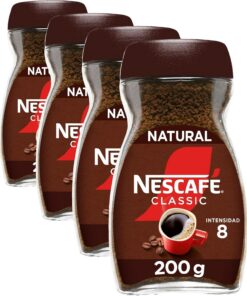 Nescafé Classic Natural, Instantáneo, 200g (Paquete de 4)