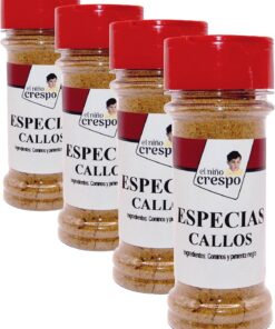 El Niño Crespo - Bote de Especias para Callos 40g - Mix de Pimentón Dulce, Comino, Pimienta Negra y Cayena - Ayuda a Realizar la Digestión - Especias en Bote de Plástico Resistente (Paquete de 4)