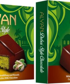 Alyan - Tableta de Chocolate Dubái, Relleno de Pistachos y Kunafa, Estilo Dubai, 100gr (Paquete de 2)