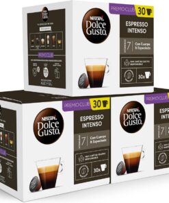 NESCAFÉ Dolce Gusto Espresso Intenso - Cápsulas de Café, 90 Cápsulas (3 x 30) - Intensidad 7 - Originales para cafeteras Dolce Gusto