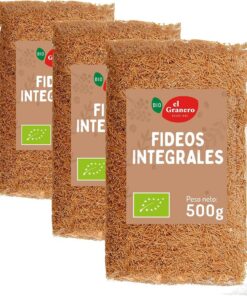 El Granero Integral - Fideos de Trigo Integral BIO - 500 g - Fuente Rica en Proteínas - Alto Aporte Energético - Ideal para Todas las Recetas de Pasta - Aptos para Veganos (Paquete de 3)