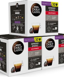 NESCAFÉ Dolce Gusto Espresso Intenso Descafeinado - Cápsulas de Café, 90 Cápsulas (3x30) - Originales para cafeteras Dolce Gusto
