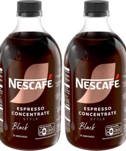 NESCAFÉ Espresso Concentrate Black, con café Arábica, sin azúcar, Concentrado de café líquido para iced coffee y lattes, Botella 500 ml (Paquete de 2)