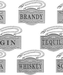 Etiquetas para decantador – Etiquetas para licor (juego de 8, plata preciosa), etiqueta para decantador de licor: ginebra, vodka, bourbon, whisky, brandy, ron, escocés, tequila – Etiquetas para