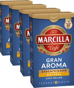 Marcilla Café Molido Descafeinado Natural 200 g (Paquete de 4)