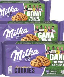 Milka Sensations Galleta Cookie con Pepitas de Chocolate con Leche y Relleno de Chocolate con Leche de los Alpes 156 g (Paquete de 3)