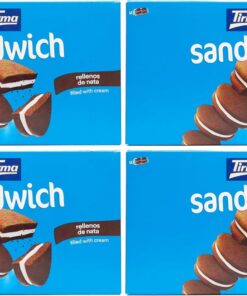 Tirma Sándwich de Galleta al Cacao con Relleno de Nata – 4 Packs de 45 g (Estuche de 180 g) | Galletas Dulces | Snack de Cacao y Nata | Ideal para Merienda y Tentempiés (Paquete de 4)