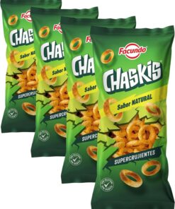 Facundo Chaskis de Maíz | Snack Crujiente y Delicioso | Anillos de Maíz Clásicos | Sabor Natural | 100g | Aperitivo Ligero y Divertido | Para Compartir y Disfrutar en Cualquier Momento (Paquete de 4)